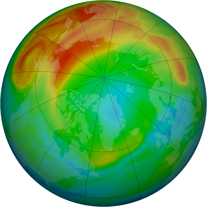 Arctic ozone map for 01 January 1984